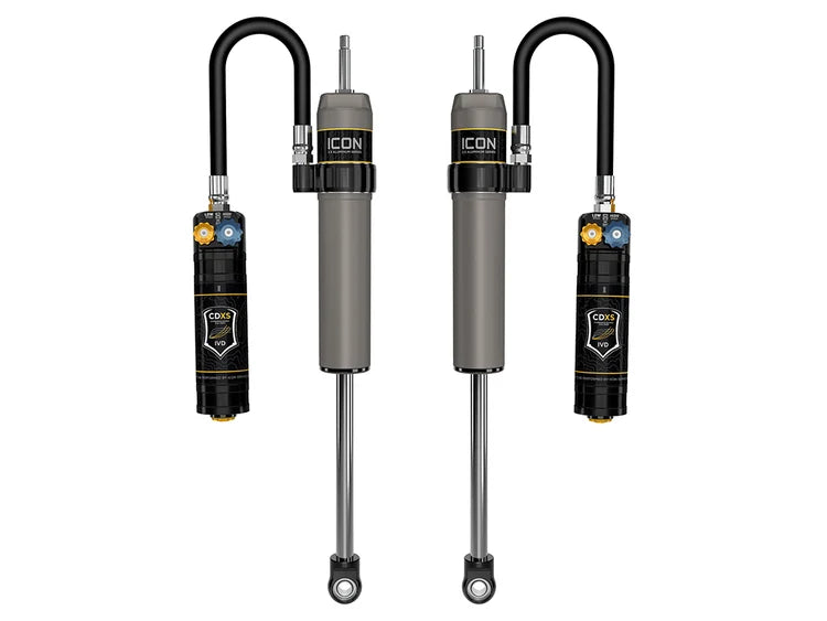 Icon V.S. 2.5 Aluminum Series Shock Absorbers, Remote Reservoir w/ CDXS, 0-1" Rear Lift Height
