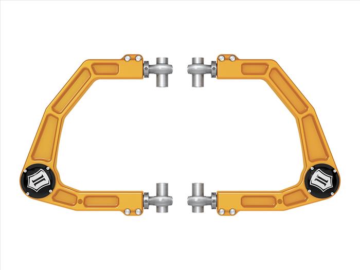 Icon Billet Upper Control Arms Equipped with Delta Joint Pro, Gold Anodizing