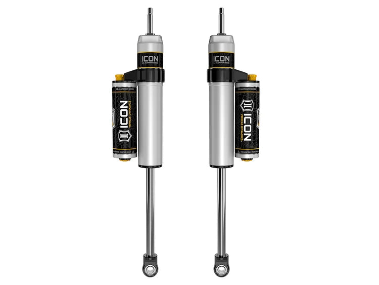 ICON 2.5" Body Piggyback Reservoir Rear Shocks w/Dampening Knobs For 0-3" Rear Lift Height