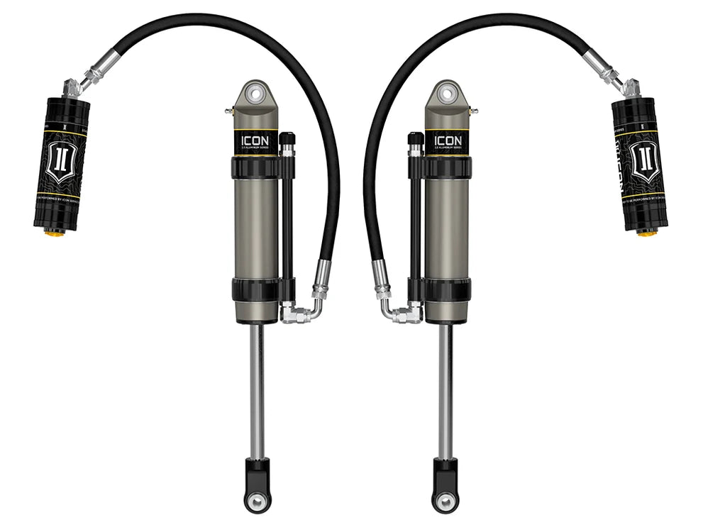 ICON 2005-2023 Toyota Tacoma/2003-2024 4Runner/2007-2014 FJ Cruiser/2003-2009 Lexus GX470, Front, V.S. 2.5 Aluminum Series Shock Absorbers, S2 Secondary Shocks, Omega Bypass Remote Reservoir, Pair