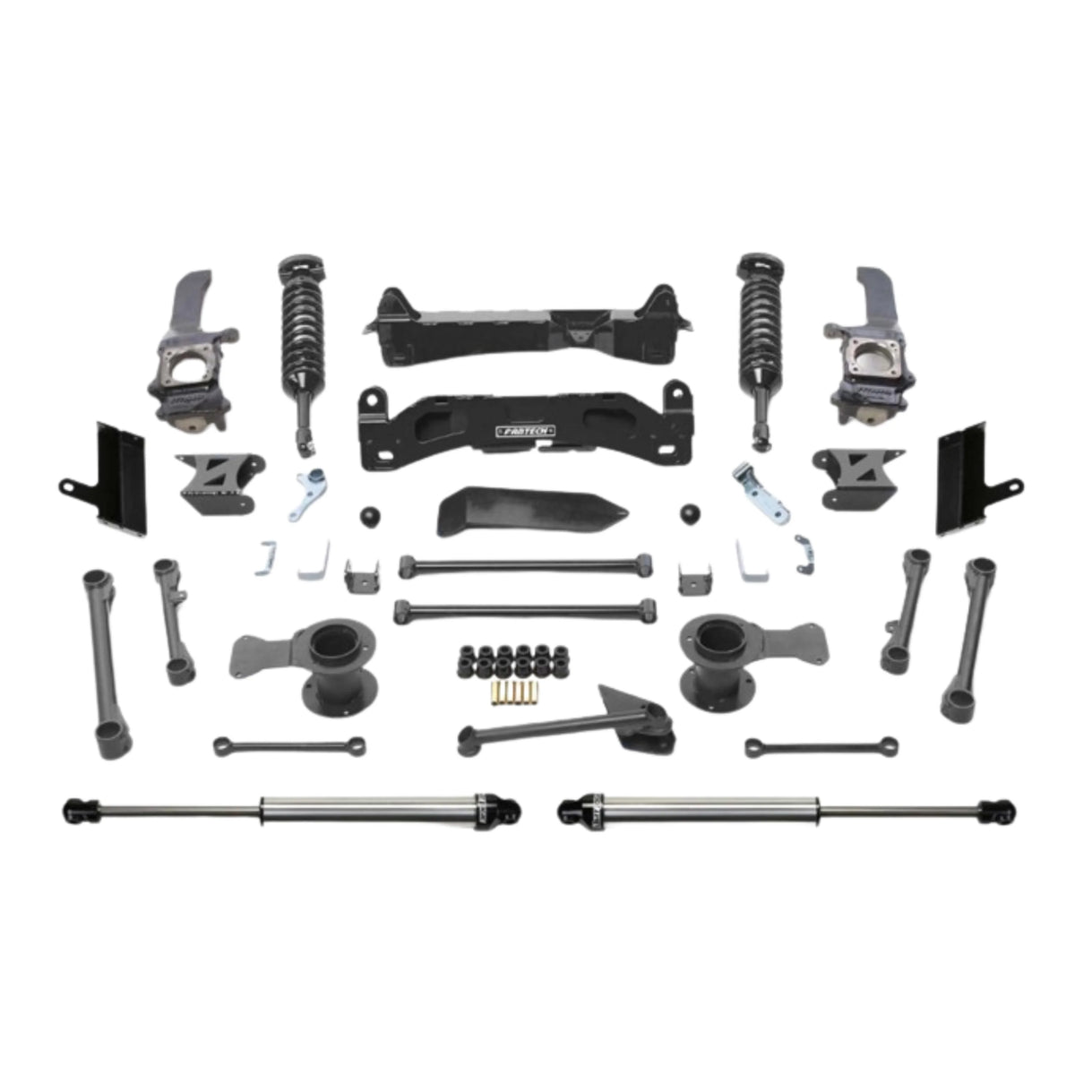 Fabtech | 6" Performance Bracket Lift Kit W/Extended Dirt Logic Internal Reservoir Coilovers and Dirt Logic Rear Shocks, 2010-2023 Toyota 4Runner (No KDSS) | High Road Suspension