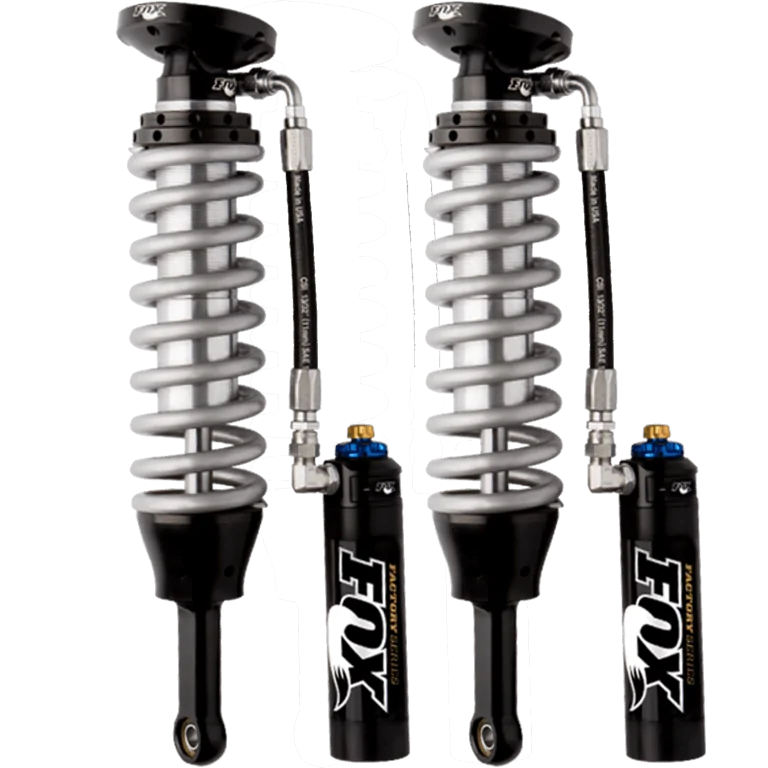 Fox 2.5" Body Factory External Reservoir Coilovers w/Dampening Knobs | 0-3″ Front Lift