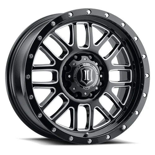 Icon Alloys | Alpha | Gloss Black w/Milled Spokes | 20 x 9 | +16mm Offset | High Road Suspension