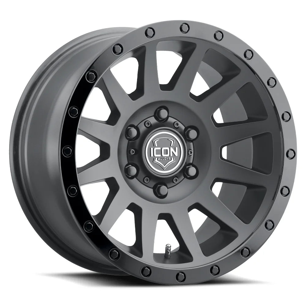 ICON ALLOYS | COMPRESSION | DOUBLE BLACK | 17x8.5 | 6x5.5 | 0 Offset | 4.75" BS | High Road Suspension