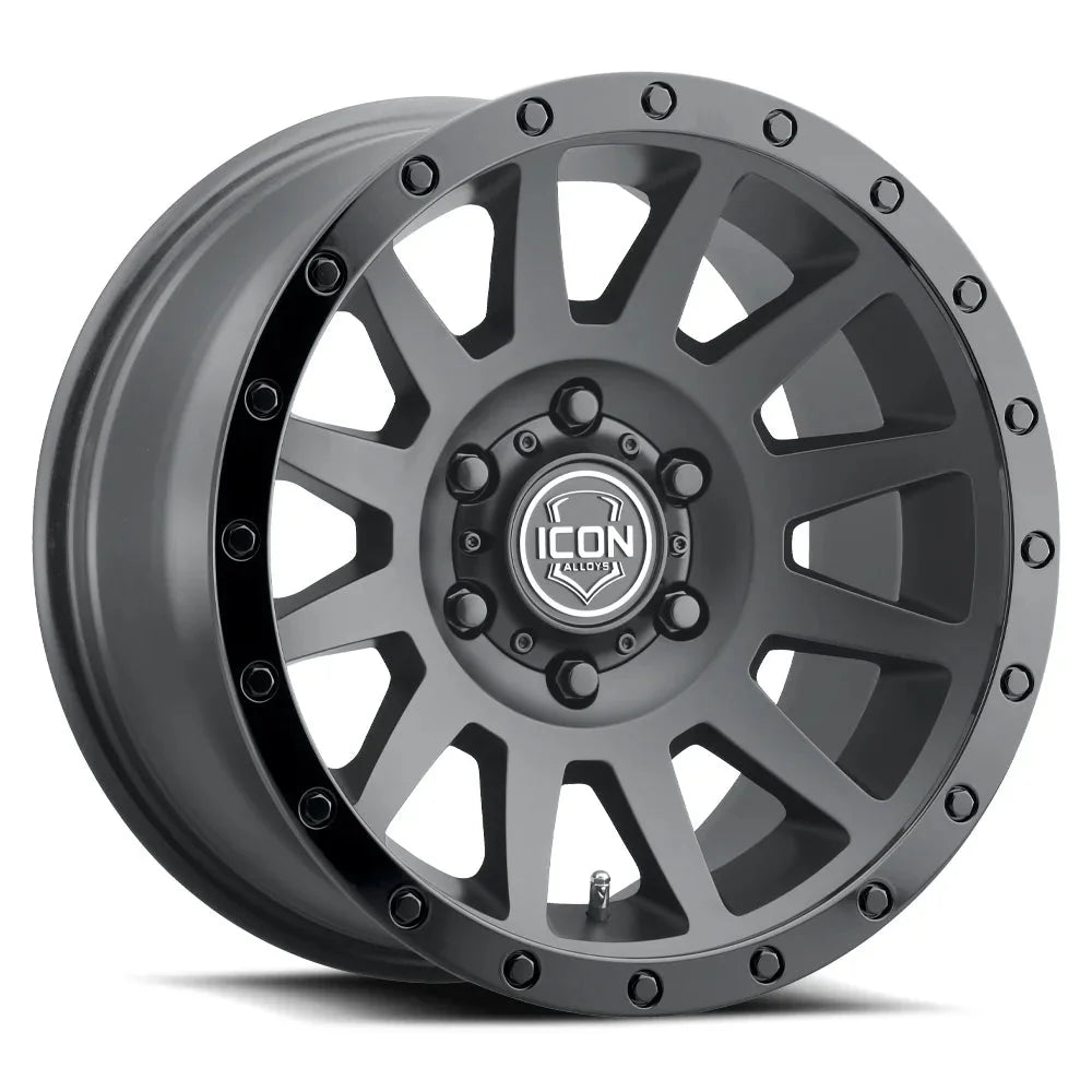 ICON ALLOYS | COMPRESSION | DOUBLE BLACK | 17x8.5 | 6x5.5 | 0 Offset | 4.75" BS | High Road Suspension