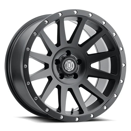 Icon Alloys | Compression | Satin Black | 17 x 8.5 | +25mm Offset | High Road Suspension