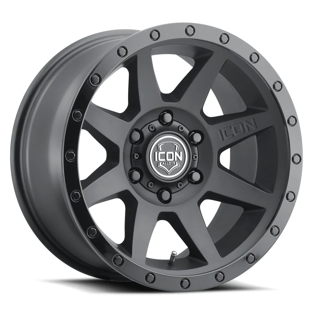 ICON ALLOYS | REBOUND | DOUBLE BLACK | 17x8.5 | 6x5.5 | 0 Offset | 4.75" BS | High Road Suspension