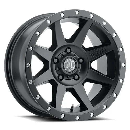 Icon Alloys | Rebound | Satin Black | 17 x 8.5 | +25mm Offset | High Road Suspension