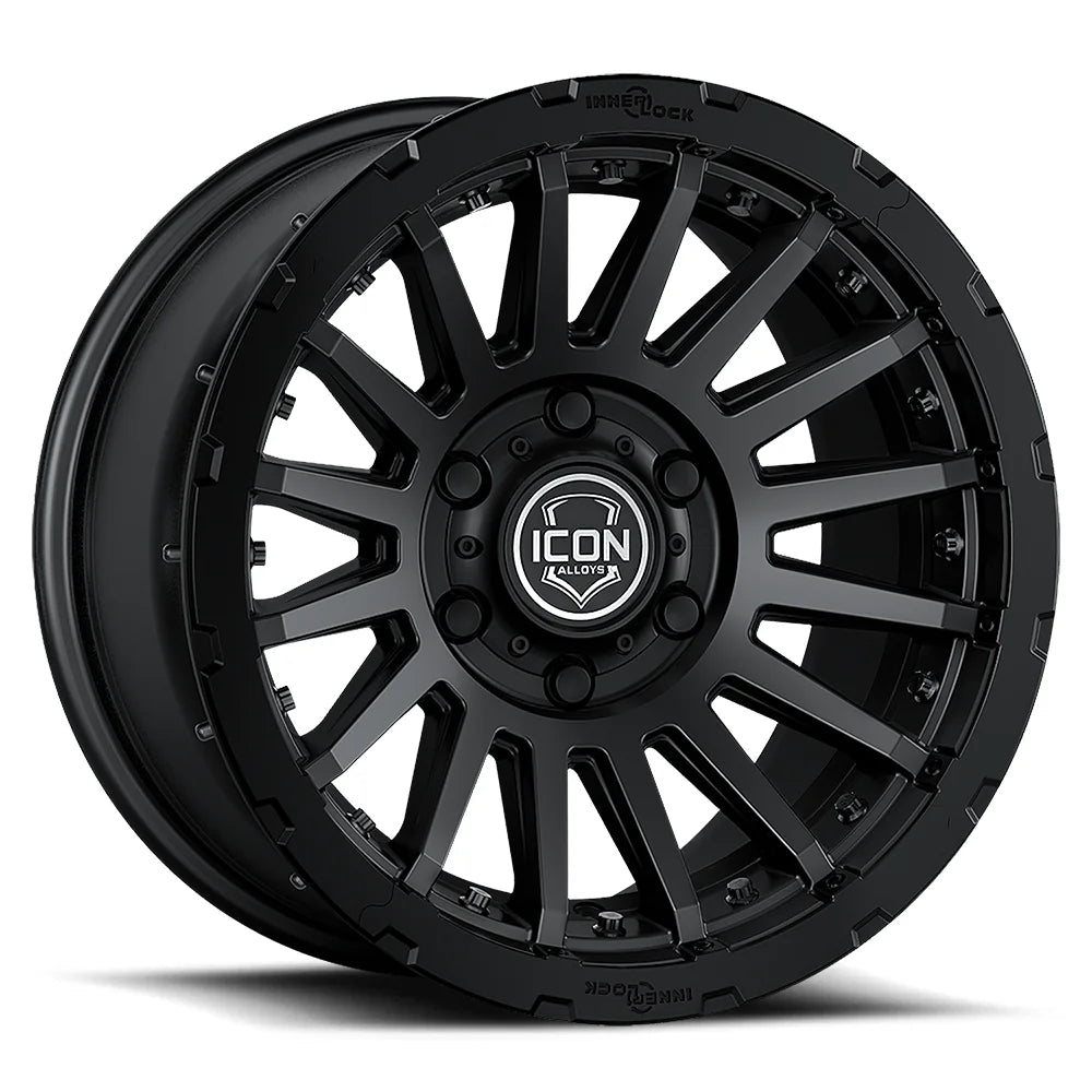 ICON ALLOYS | RECON PRO w/D.O.T. Compliant Bead Lock | SATIN BLACK | 17 X 8.5 | 6 X 5.5 | 0 Offset | High Road Suspension