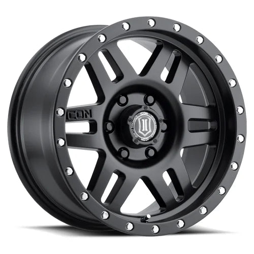 Icon Alloys | Six Speed Satin Black | 17 x 8.5 | +25mm Offset | High Road Suspension