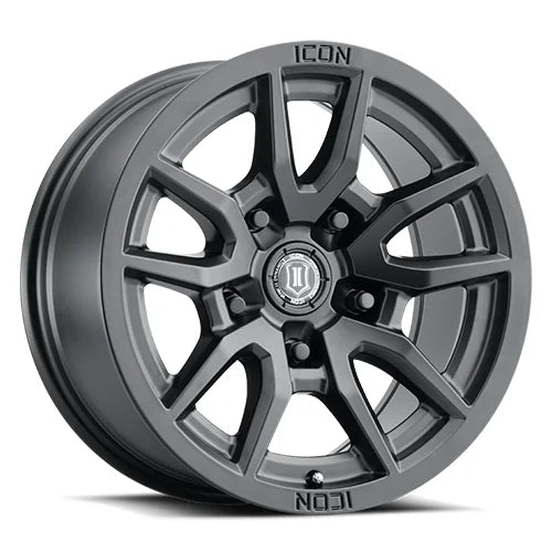 Icon Alloys | Vector 5 | Satin Black | 17 x 8.5 | +25mm Offset | High Road Suspension