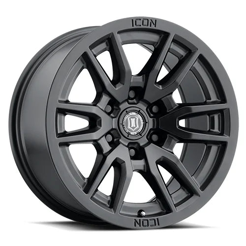 ICON ALLOYS | Vector 6 | Satin Black | 17x8.5 | 6x5.5 | 0 Offset | 4.75" BS | High Road Suspension