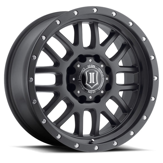 ICON ALLOYS | ALPHA | BLACK W/ BLACK RING | 17x8.5 | 6x5.5 | 0 Offset | 4.75" BS