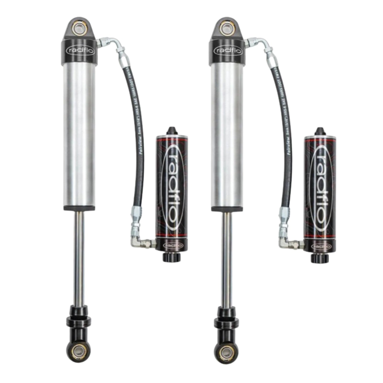 Radflo 2.5" Body Rear Shock Absorbers | External Reservoir | Dampening Adjustment Knobs | for 0-2" Rear Lift Height | Nissan Titan | High Road Suspension